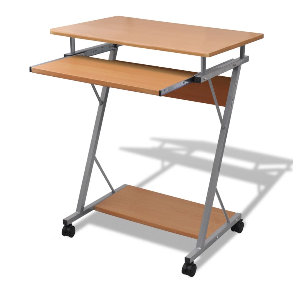 vidaXL Bureau d'ordinateur avec plateau à clavier coulissant Marron
