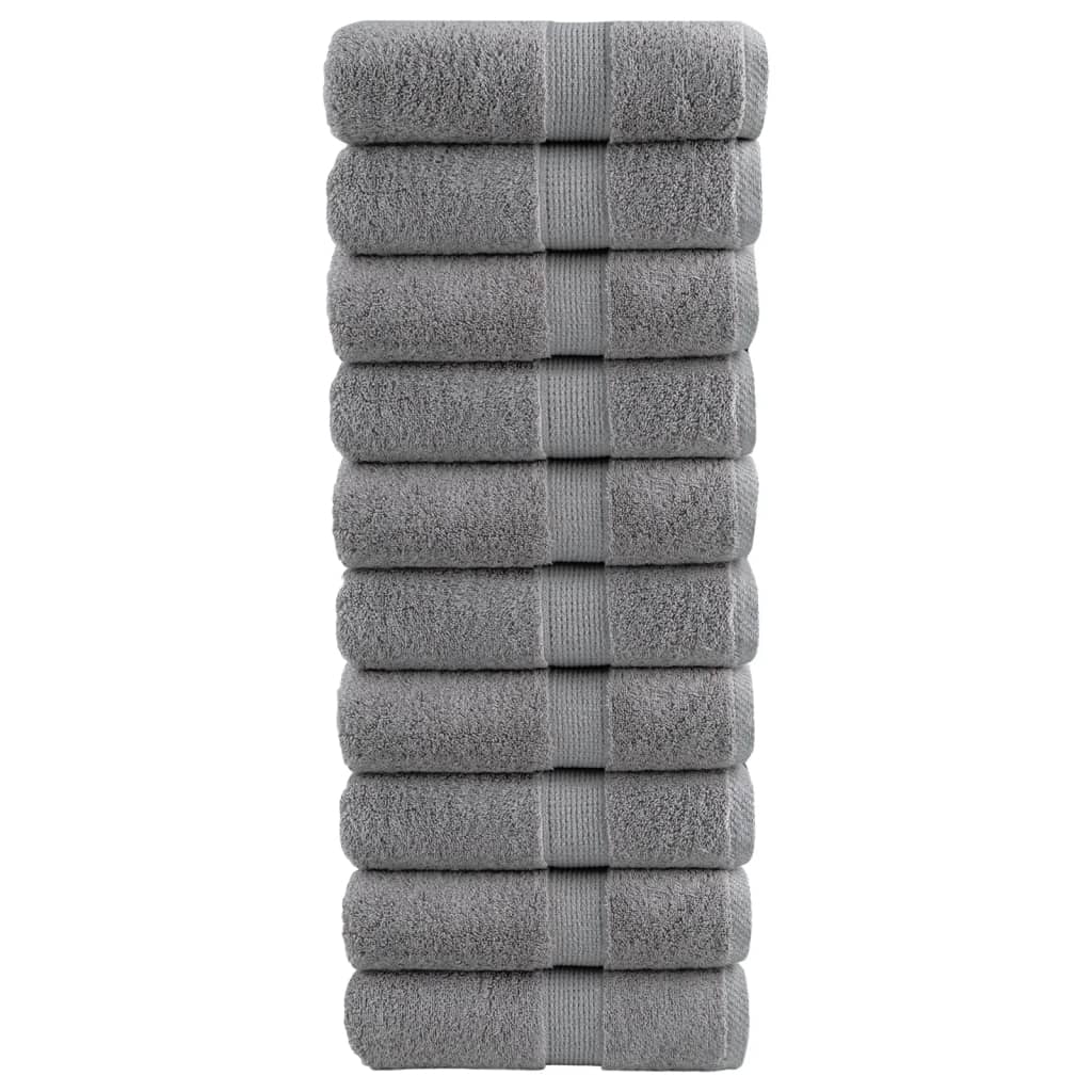 vidaXL Serviettes de toilette premium SOLUND 10 pièces Gris 30 x 30 cm 600 g/m²