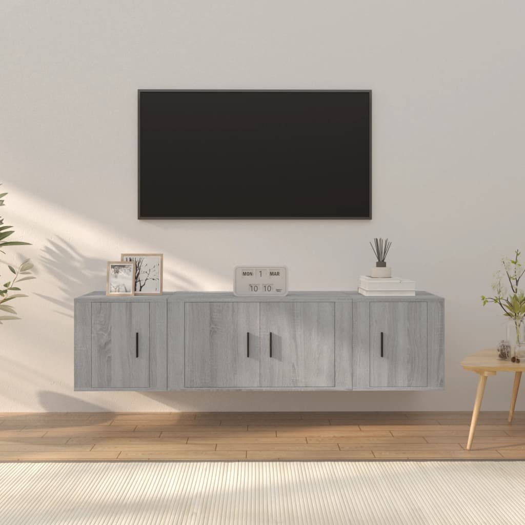 vidaXL Ensemble de meubles TV 3 pcs Sonoma gris Bois d'ingénierie