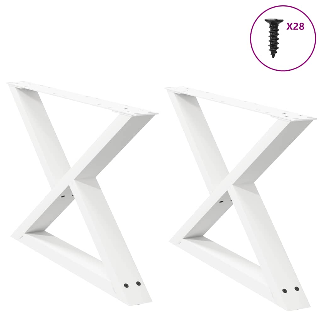 vidaXL Patas para mesa de centro (2 unidades), color blanco, 70 x (42-43,3) cm, acero