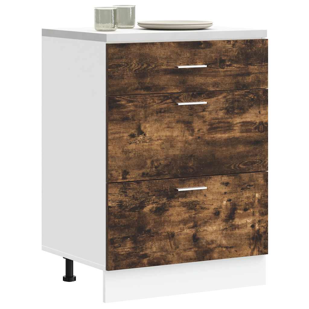 vidaXL Mueble bajo de cocina "Lyon" de madera de ingeniería de roble ahumado