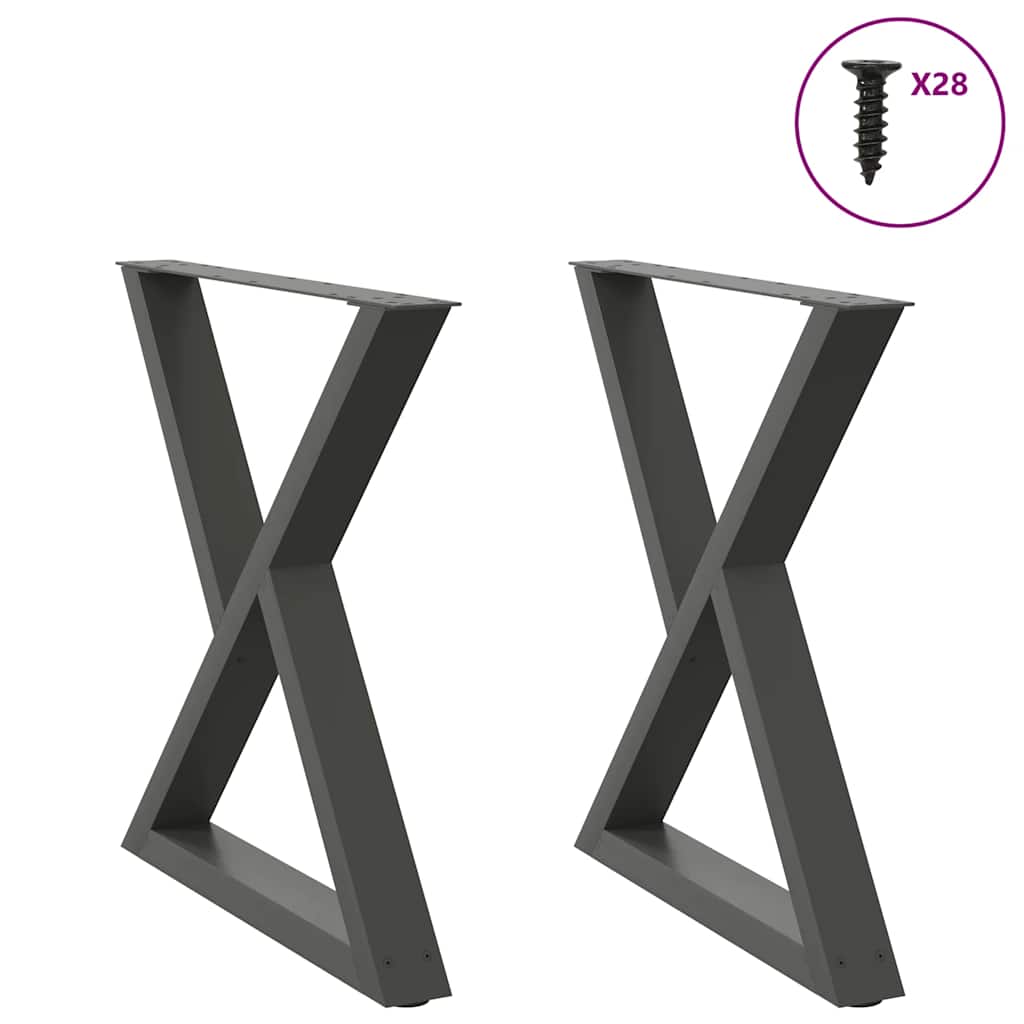 vidaXL Patas para mesa de comedor (2 unidades), antracita, 70 x (72-73,3) cm, acero