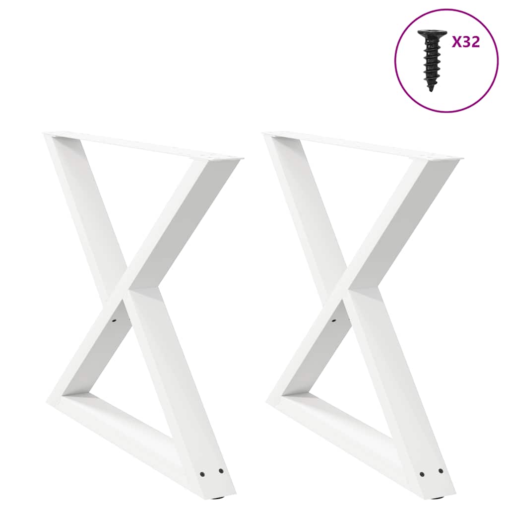 vidaXL Patas para mesa de comedor (2 unidades), color blanco, 90 x 72-73,3 cm, acero