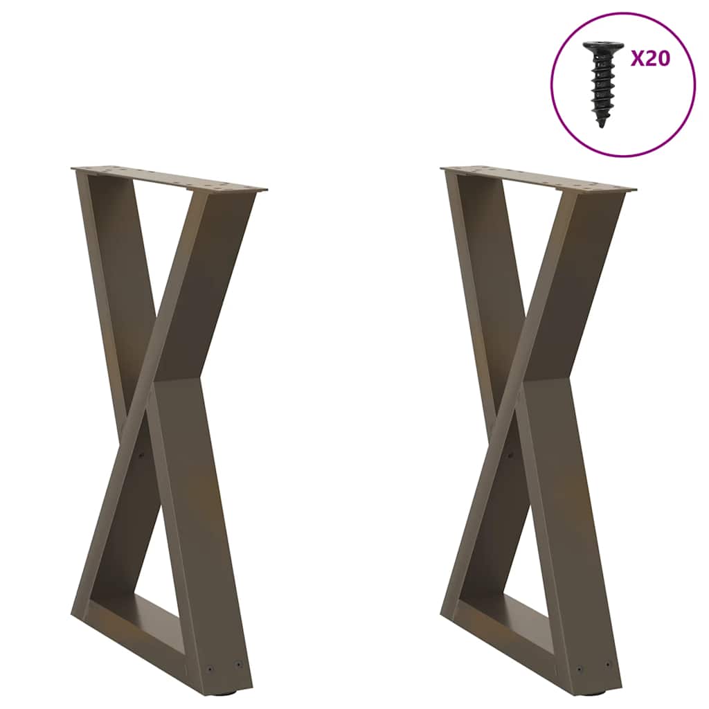 vidaXL Patas para mesa de comedor (2 unidades, acero natural, 60 x 72-73,3 cm)