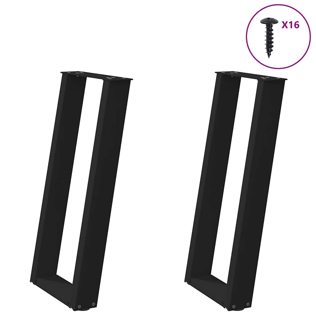 vidaXL Patas para consola en forma de U (2 unidades), color negro, 38 x 72-73 cm, acero