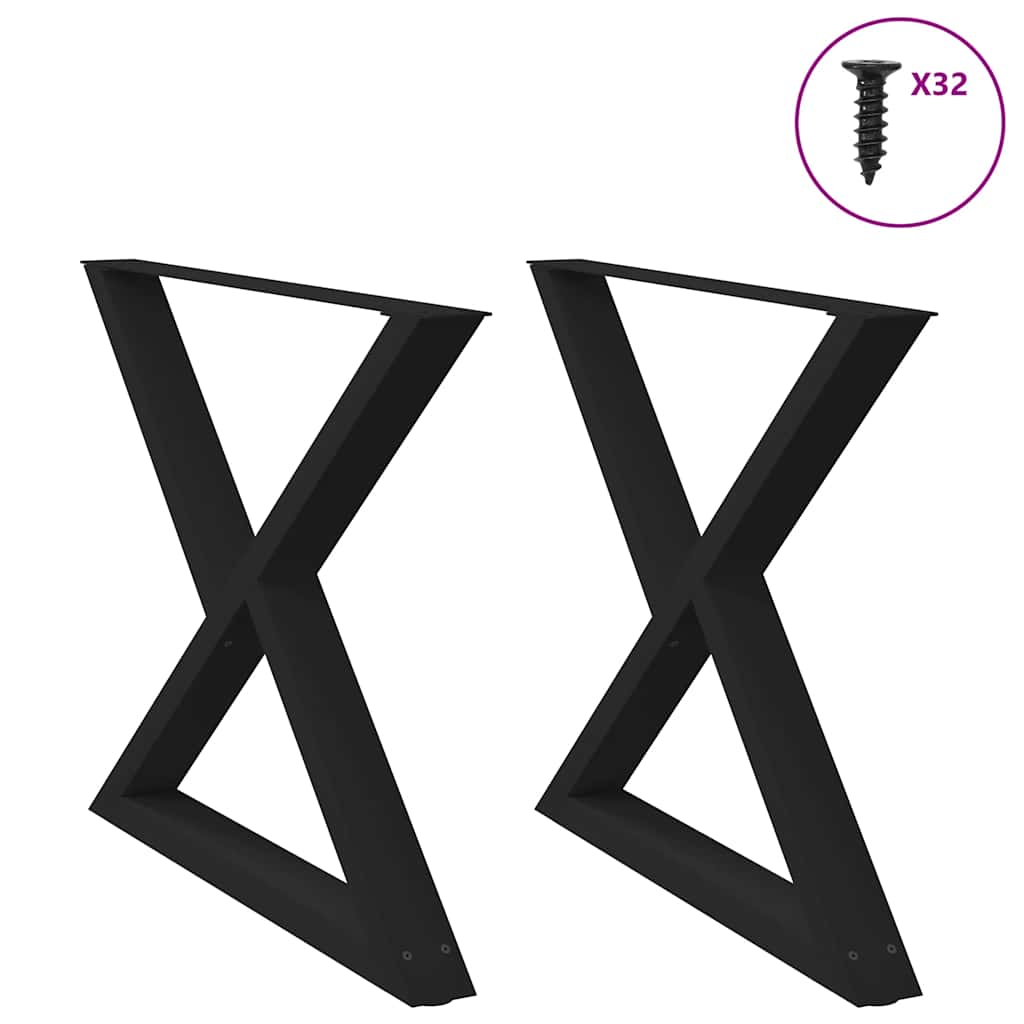 vidaXL Patas para mesa de comedor (2 unidades), color negro, 90 x (72-73,3) cm, acero