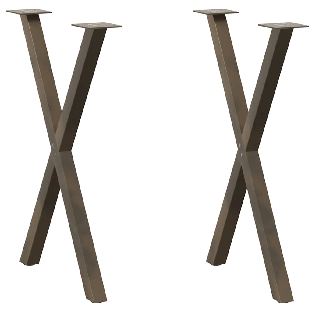 vidaXL Patas para mesa de comedor en forma de X (2 unidades, acero natural, 60 x 72-73 cm)
