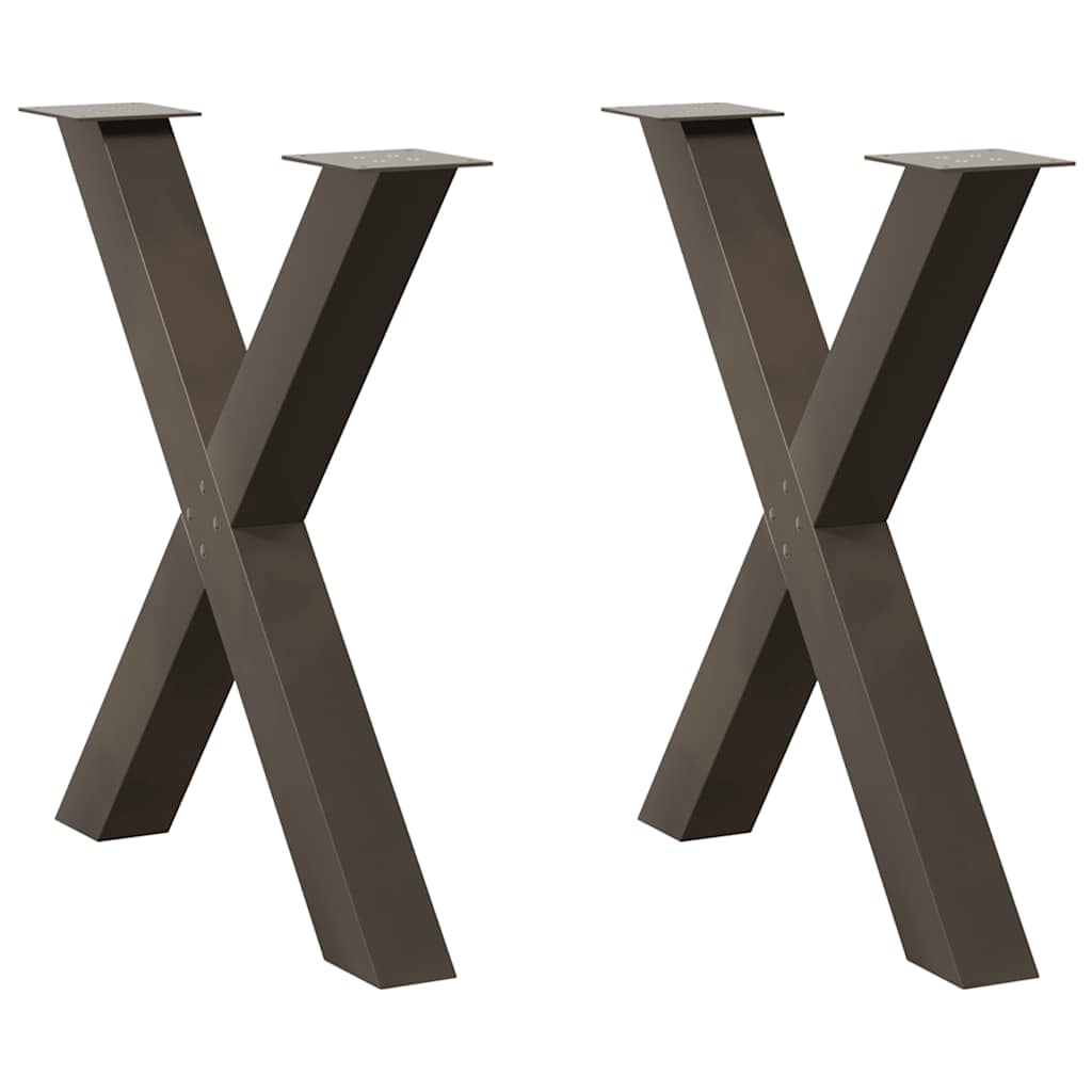vidaXL Patas para mesa de comedor en forma de X (2 unidades, acero natural, 70 x 72-73 cm)