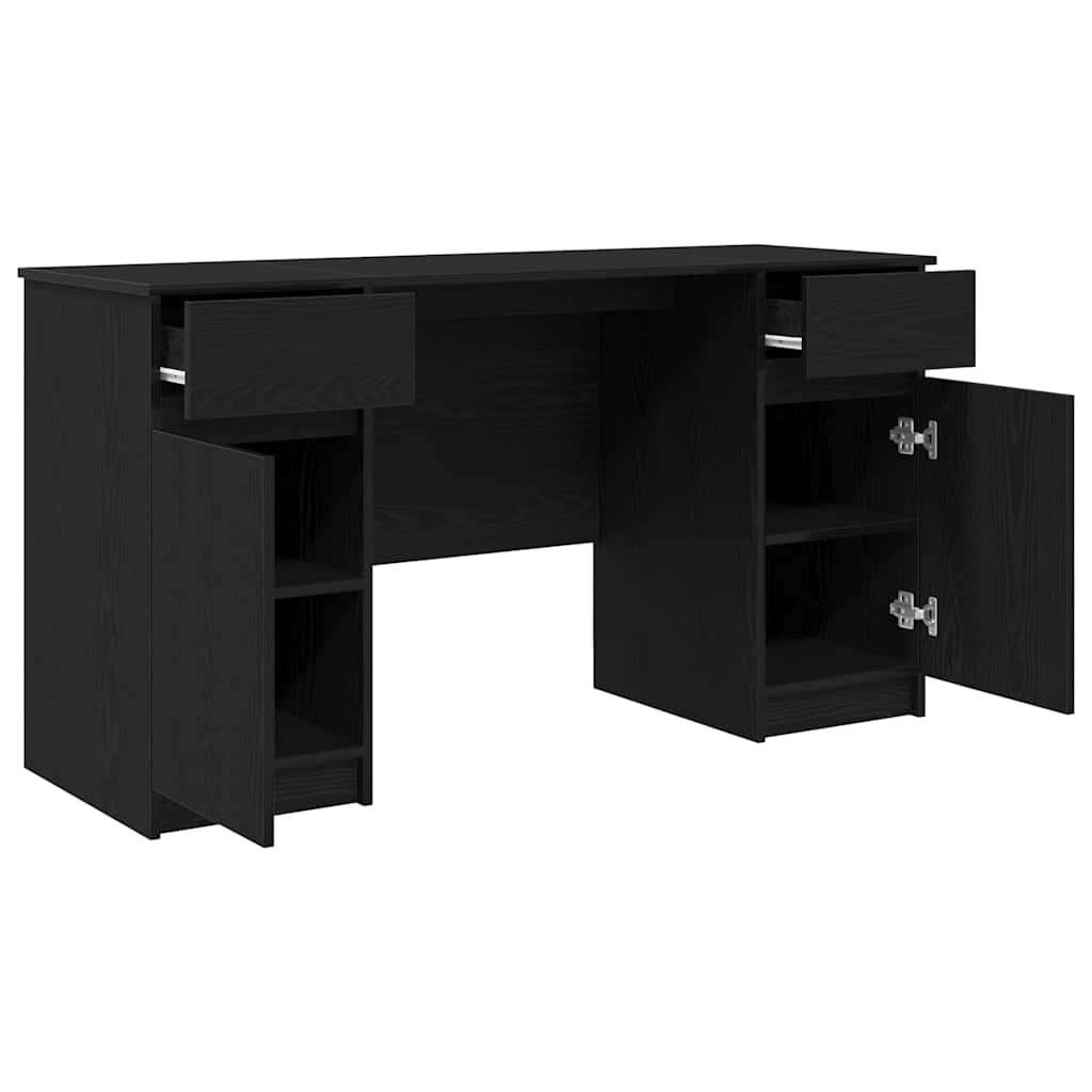 vidaXL Schreibtisch mit Regal Schwarz Eichen-Optik 140 x 49 x 76 cm - Image 5