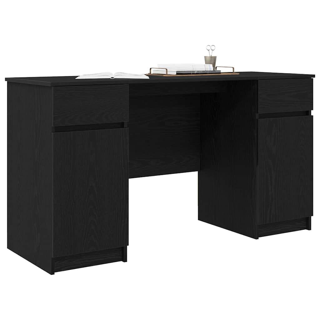 vidaXL Schreibtisch mit Regal Schwarz Eichen-Optik 140 x 49 x 76 cm - Image 3
