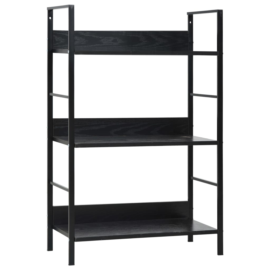 vidaXL Bücherregal 3 Regalböden Schwarz 60×27,6×90,5 cm Holzwerkstoff