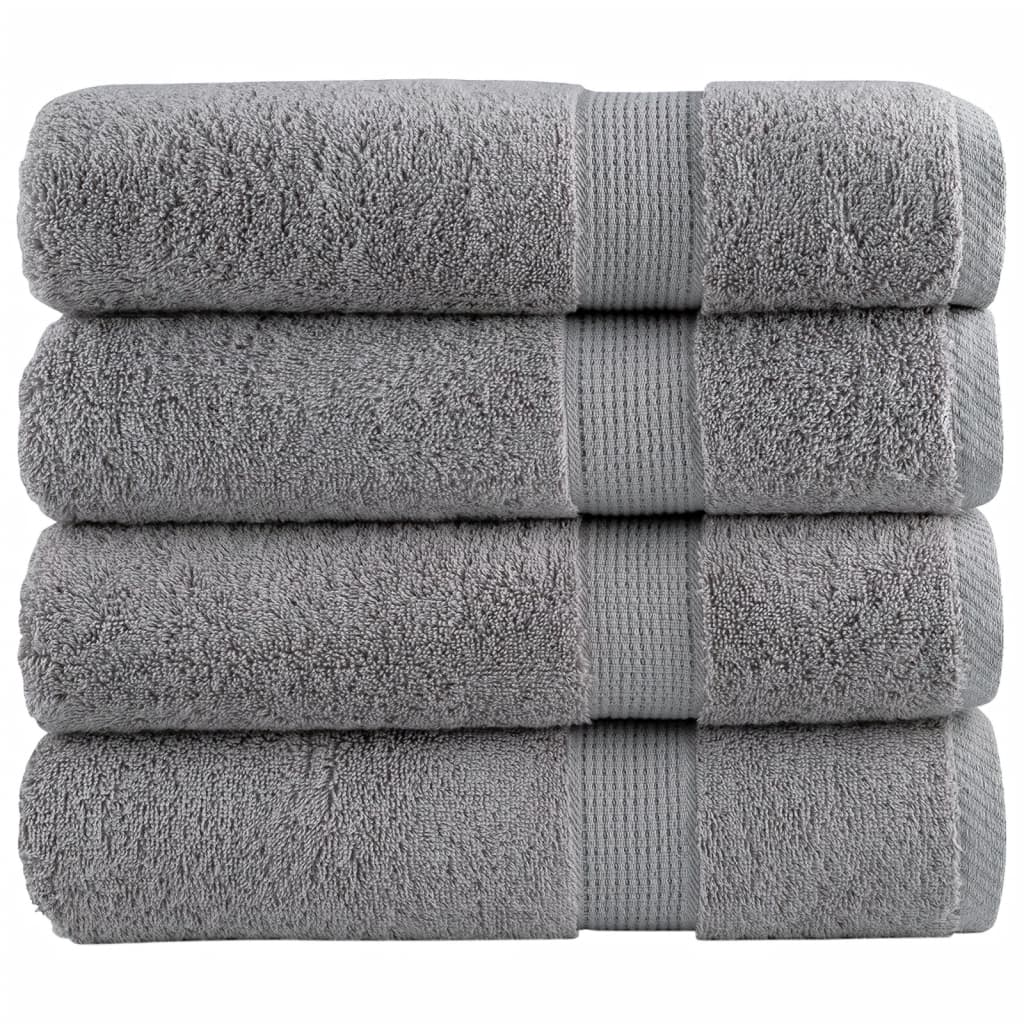 vidaXL Serviettes de bain de qualité supérieure SOLUND 4 pcs gris