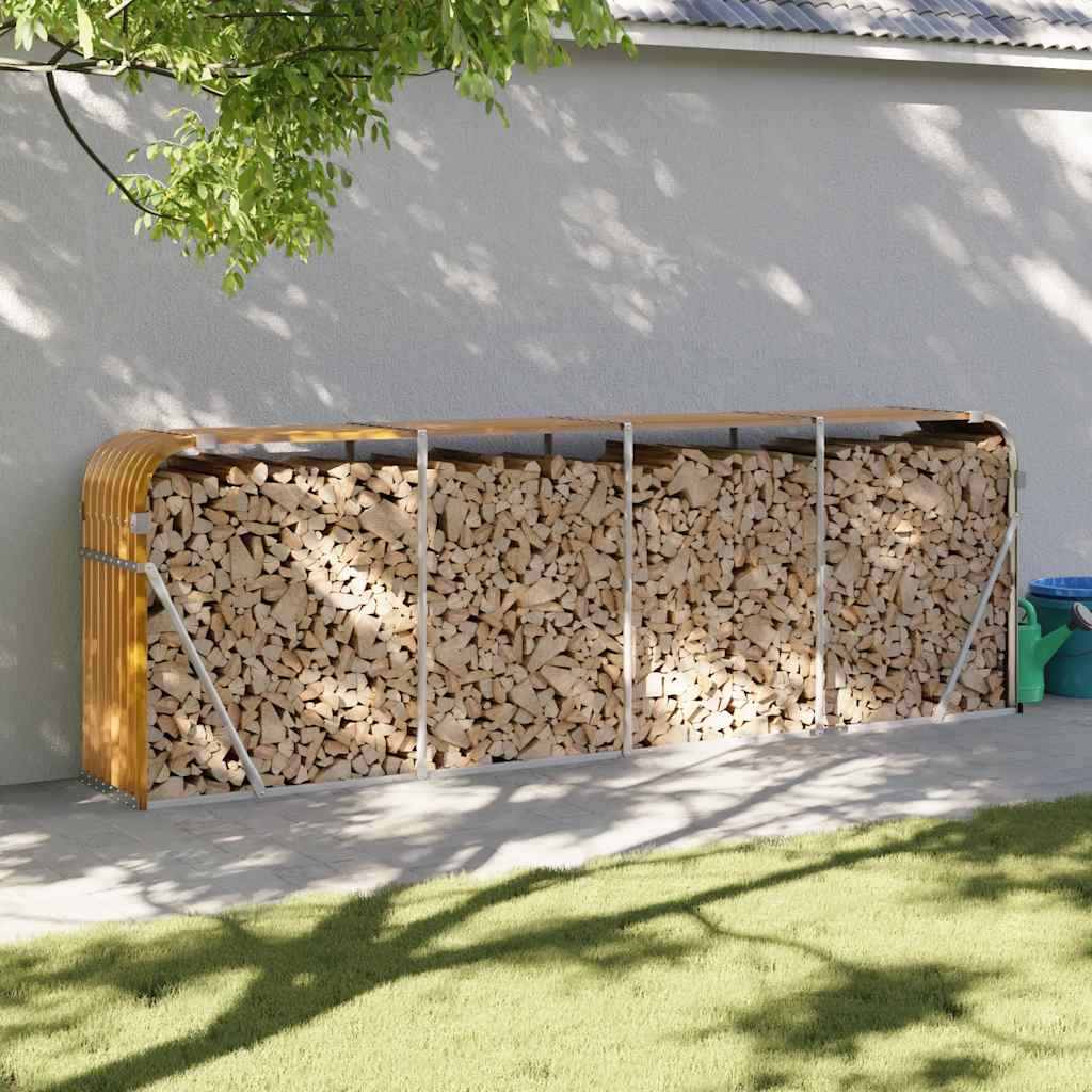 vidaXL Kaminholzunterstand Holzoptik 300x45x100 cm Verzinkter Stahl