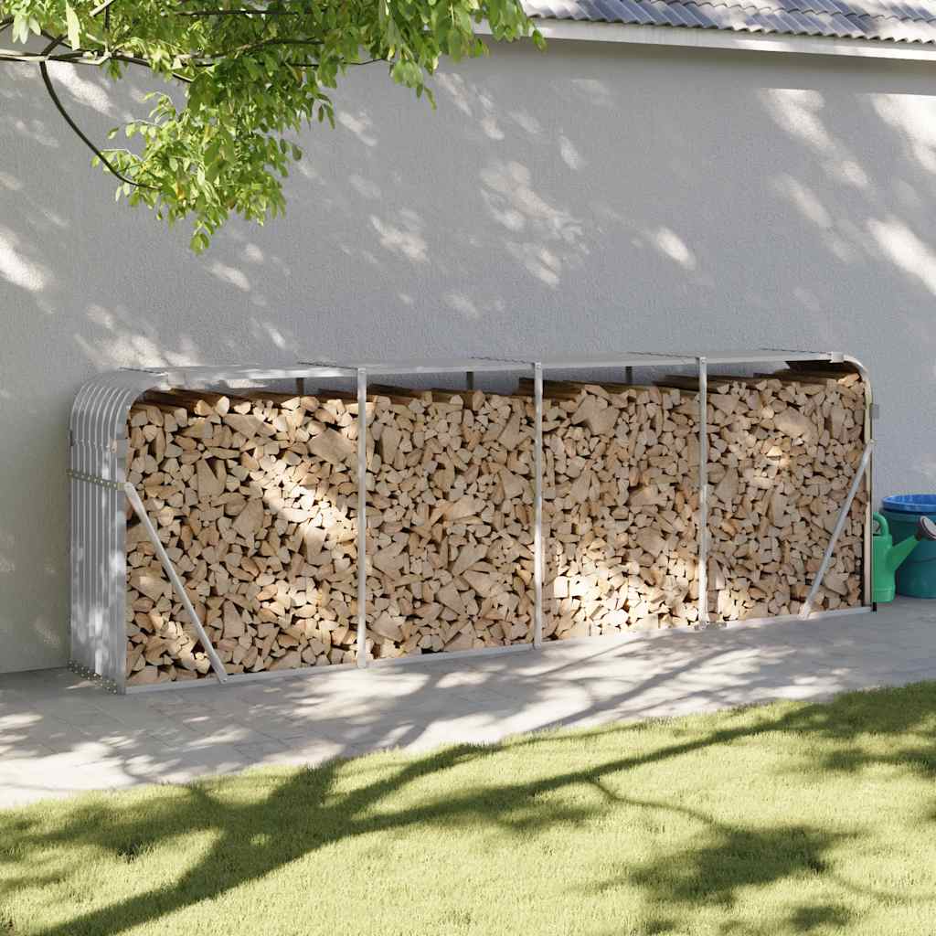 vidaXL Holzkorb Hellgrau 300 x 45 x 100 cm Verzinkter Stahl