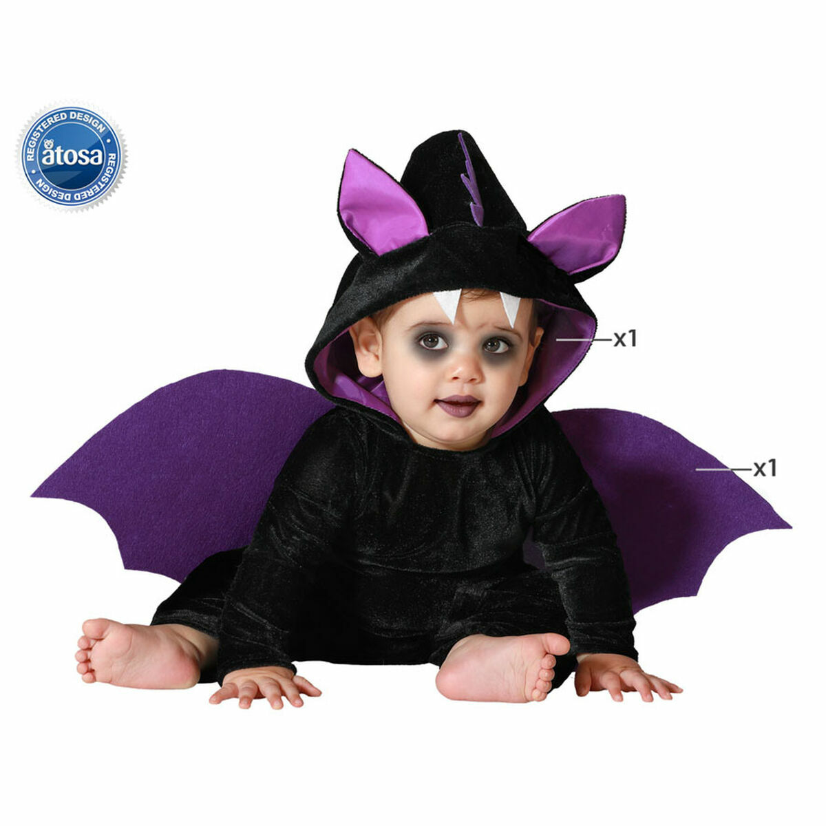Costume per Neonati Pipistrello 24 Mesi Halloween Taglia:6-12 Mesi - Image 3