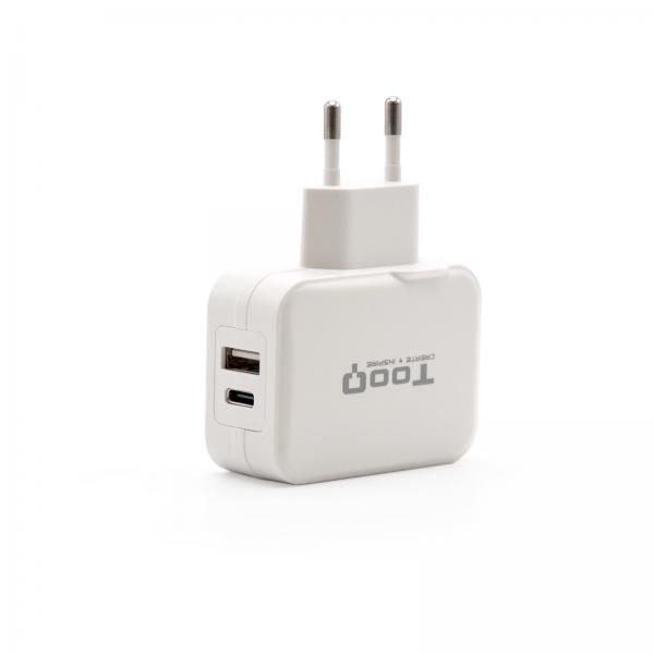 Caricabatterie USB da Parete TooQ TQWC-2SC02WT Bianco 27 W