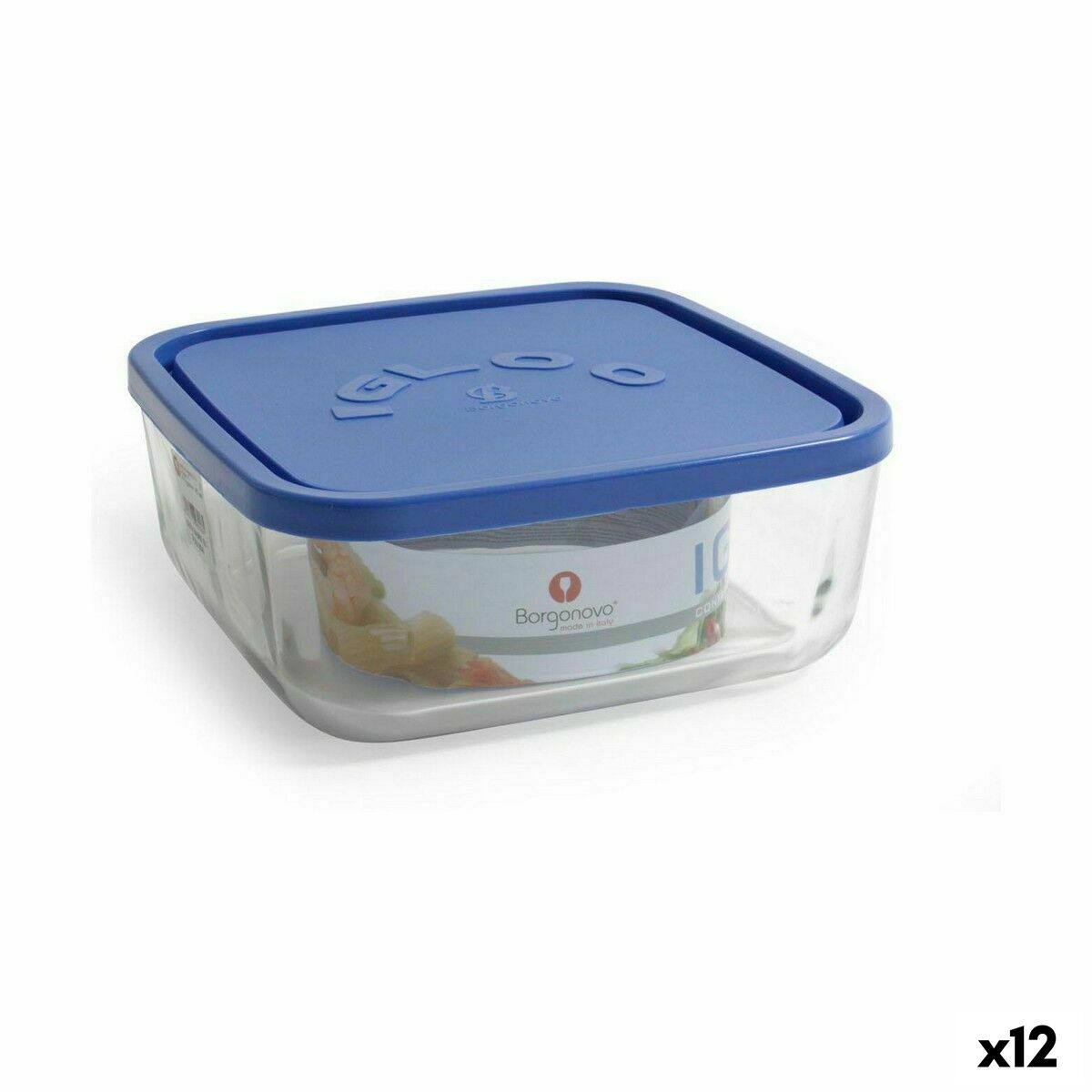Porta pranzo Borgonovo Igloo Azzurro Quadrato 1,8 L (12 Unità)