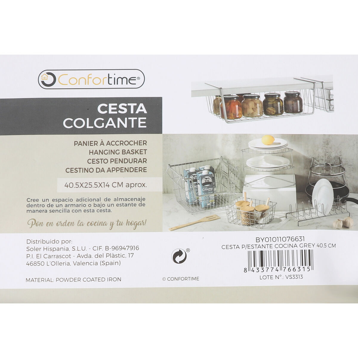 Cestino per Mobile della Cucina Confortime 40,5 x 25,5 x 14 cm (12 Unità) - Image 4