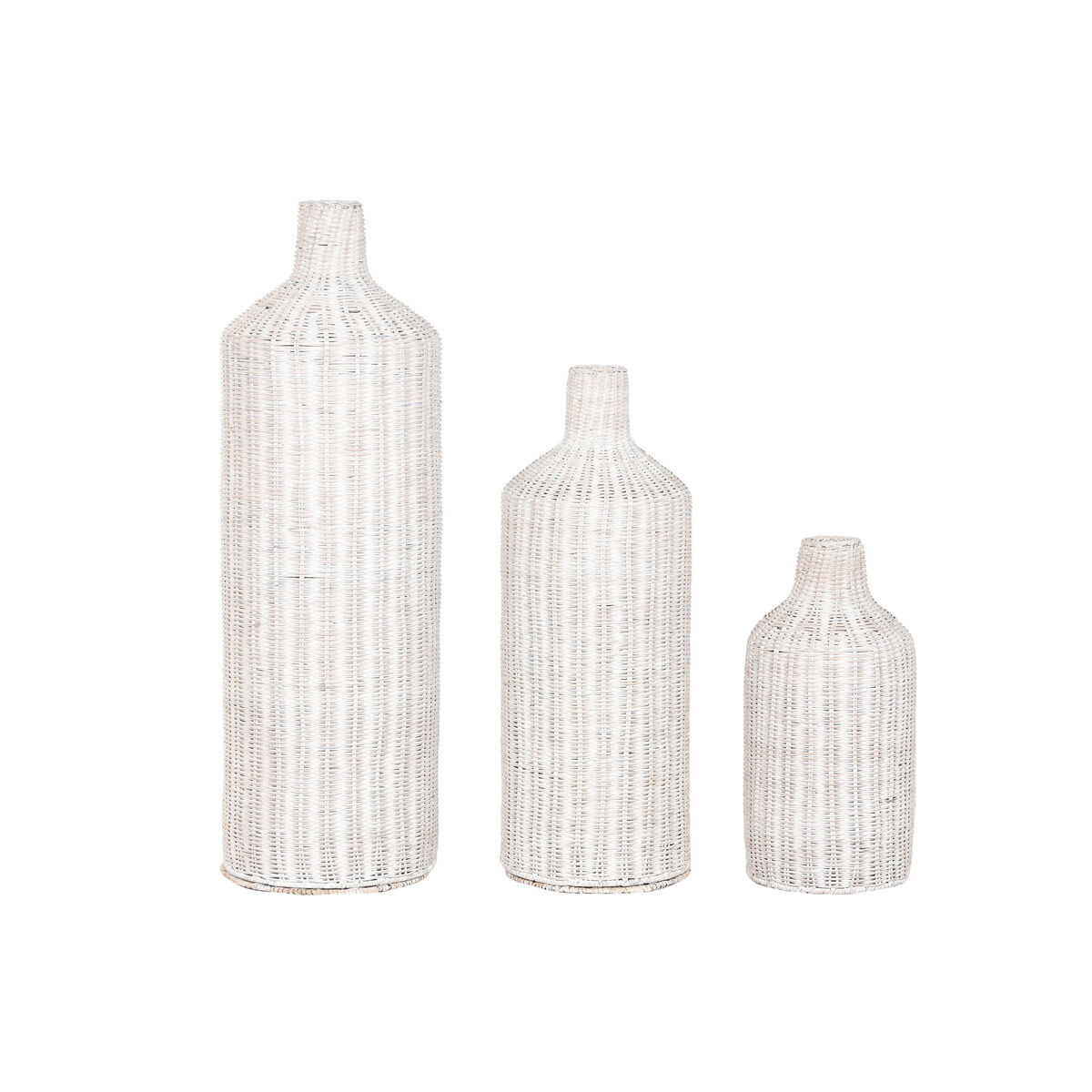 Set di 3 Vasi Home ESPRIT Metallo Naturale 25 x 25 x 80 cm (3 Pezzi)