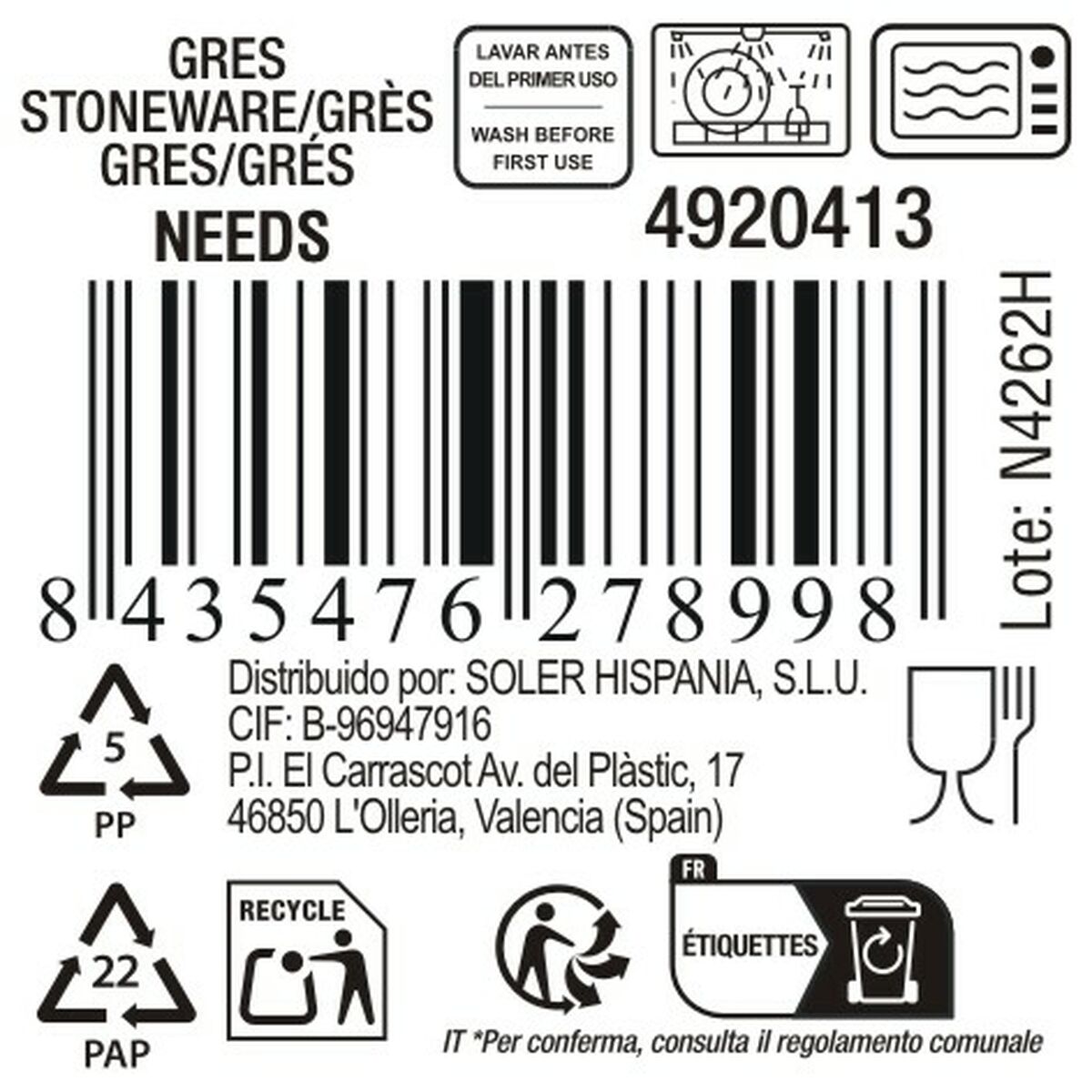 Tazza Mug La Mediterránea Needs 450 ml (24 Unità) - Image 4