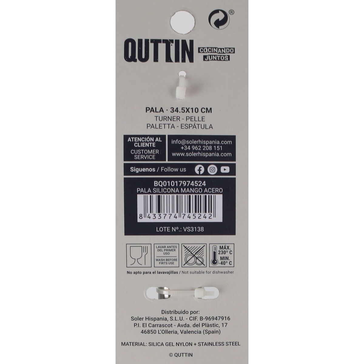 Paletta da Cucina Quttin Silicone Acciaio 35 x 10,9 cm (24 Unità) - Image 4