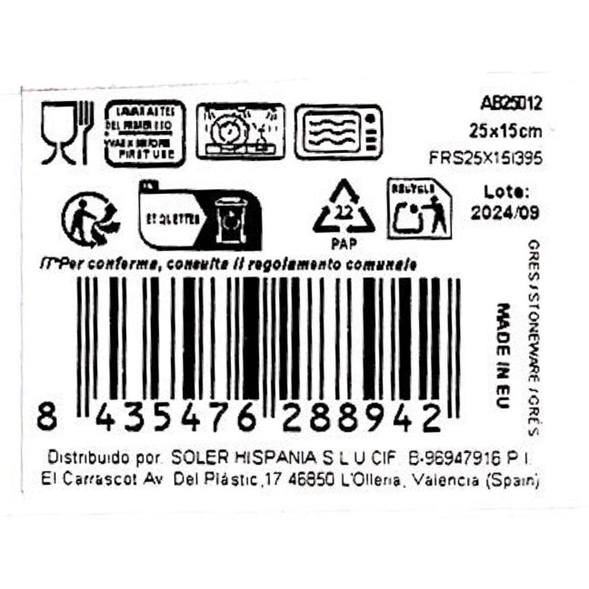 Teglia da Cucina La Mediterránea Albus Rettangolare 25,3 x 15 x 2 cm (18 Unità) - Image 3