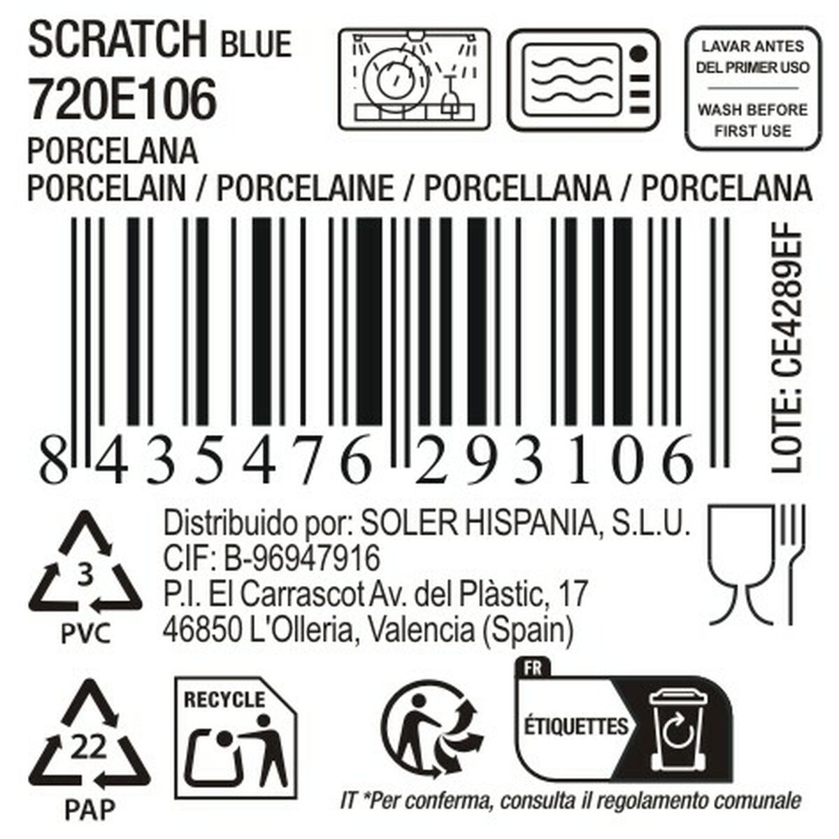 Teglia da Cucina La Mediterránea Scratch blue (8 Unità)