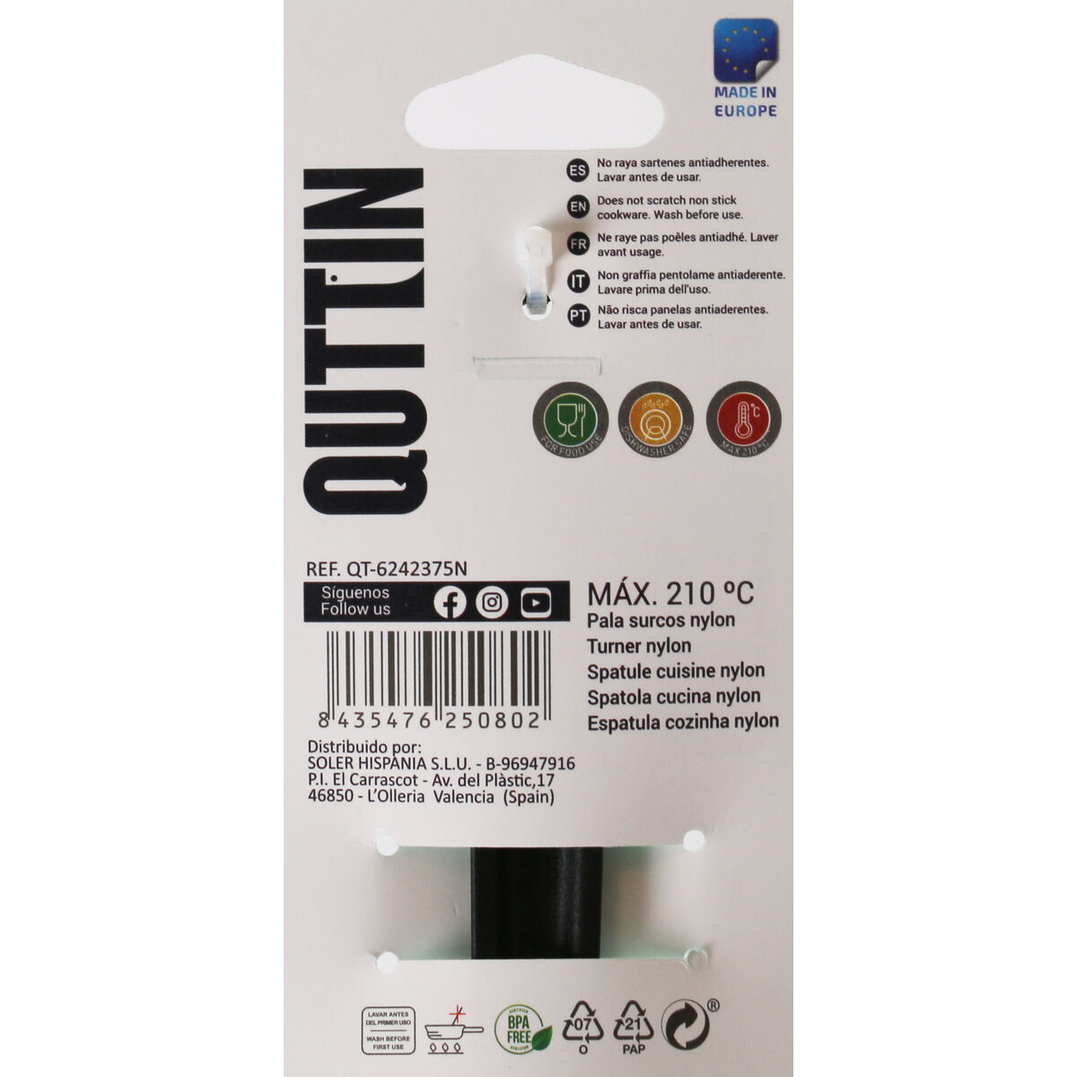 Spatola da Cucina Quttin Nero Nylon 30 x 7 cm 30 x 7 x 3 cm (24 Unità) - Image 3