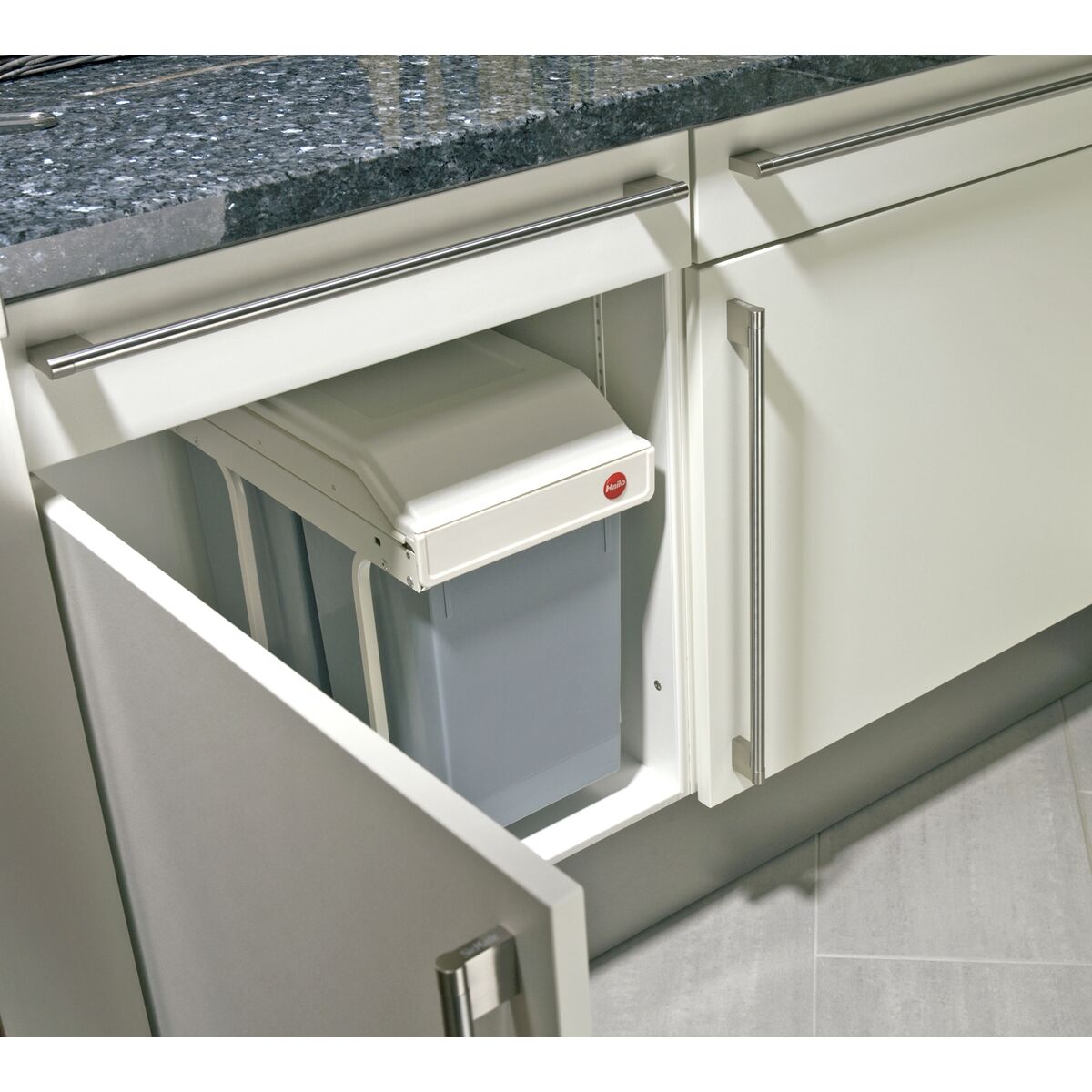 Secchio della spazzatura Hailo Multi-Box duo L Bianco Grigio Crema Acciaio Plastica 2 cassetti 14 L Integrabile/Da incasso (2 Un - Image 6