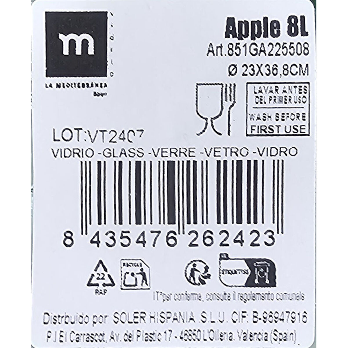 Caraffa Decorativa La Mediterránea Apple Vetro Ø 23 x 36,8 cm (2 Unità) - Image 4