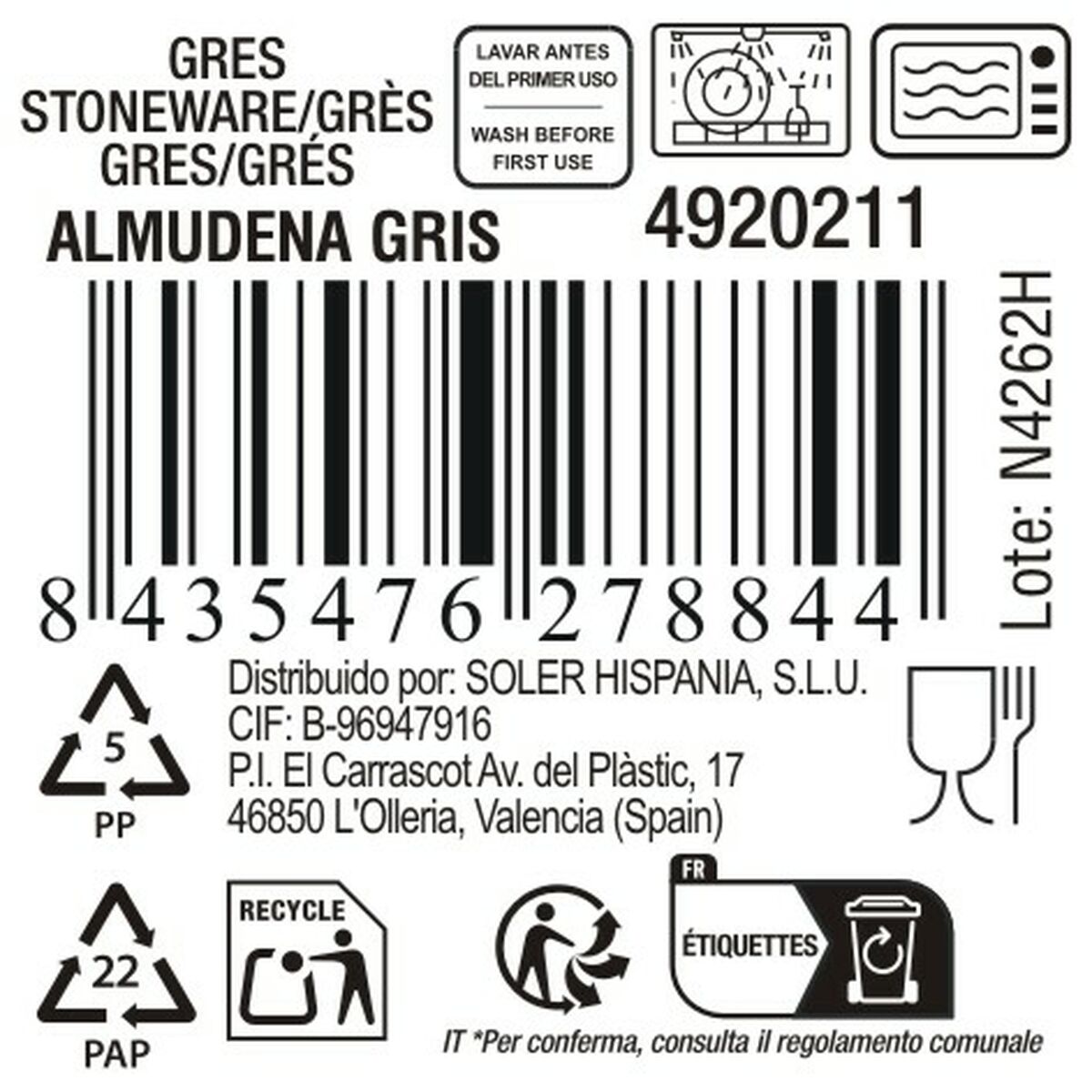 Tazza Mug La Mediterránea Almudena Grigio 200 ml (36 Unità) - Image 4