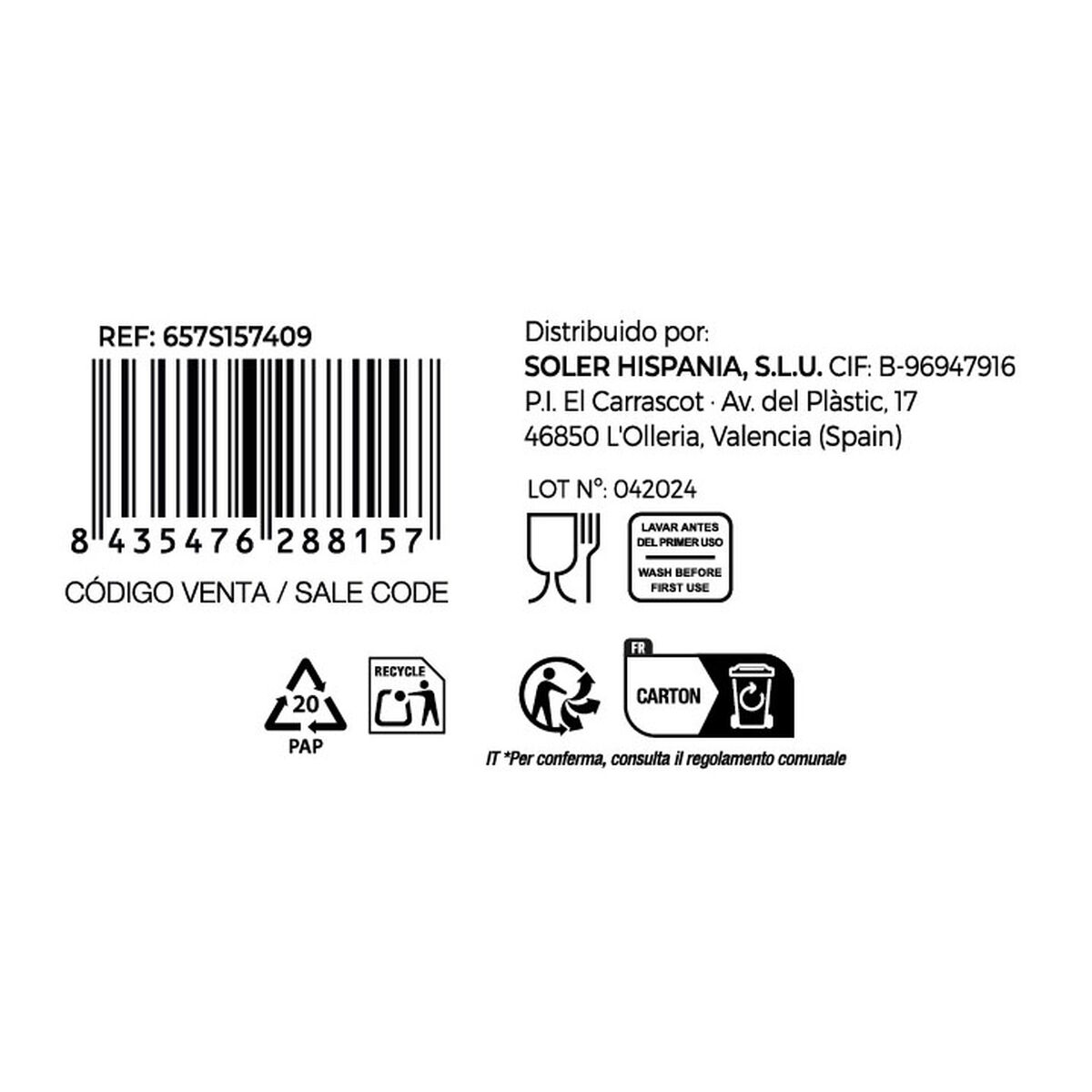 Bicchiere di acqua Inde Sensation 600 ml 6 Pezzi - Image 4