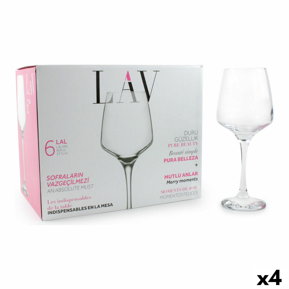Set di calici da vino LAV Lal 6 Pezzi (4 Unità)