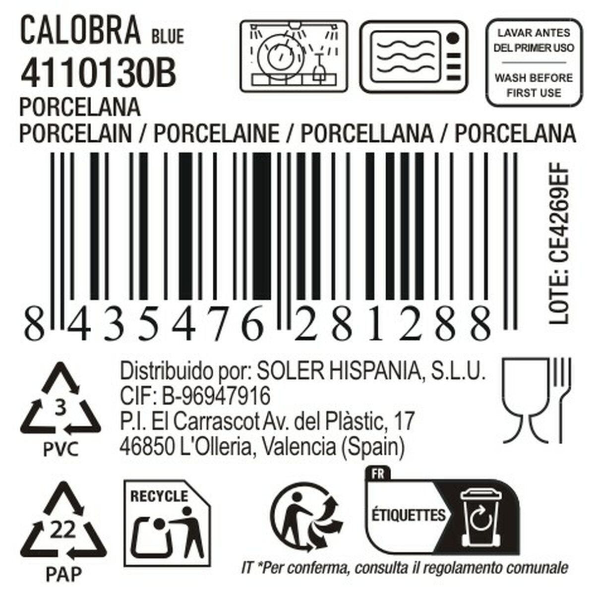 Tazza Mug La Mediterránea Calobra Azzurro 350 ml 0,35 L (36 Unità) - Image 3