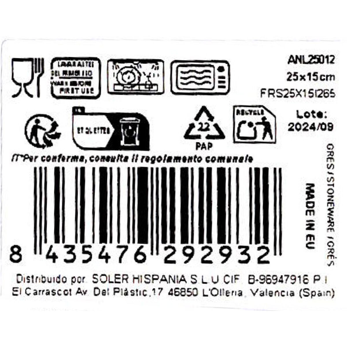 Teglia da Cucina La Mediterránea Anllo Rettangolare 25,3 x 15 x 2 cm (18 Unità) - Image 3