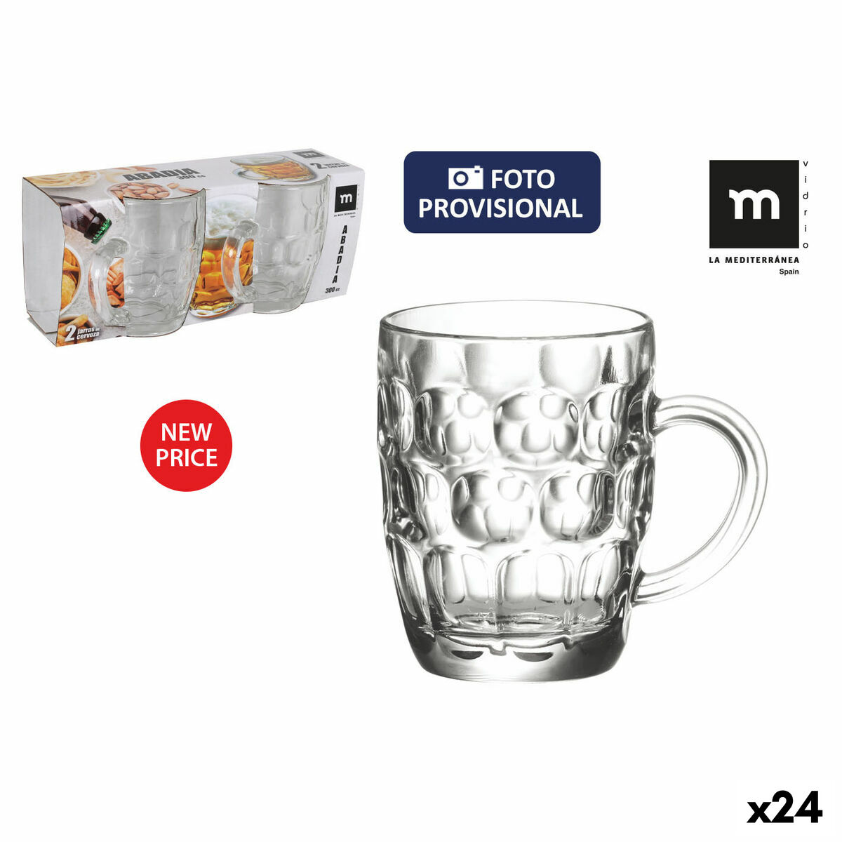 Set di Caraffe La Mediterránea Abadia 11,5 x 10 cm 300 ml 2 Pezzi Ø 7,7 cm 11,4 cm 9,7 cm (24 Unità)