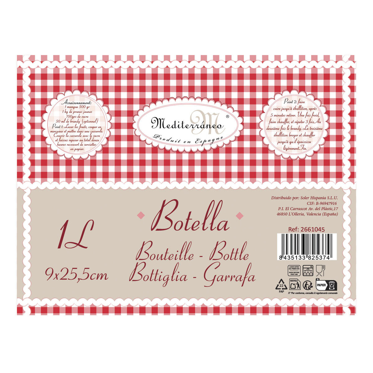 Barattolo Mediterraneo 41698 1 L Trasparente Cristallo Vetro 1L (12 Unità) - Image 3