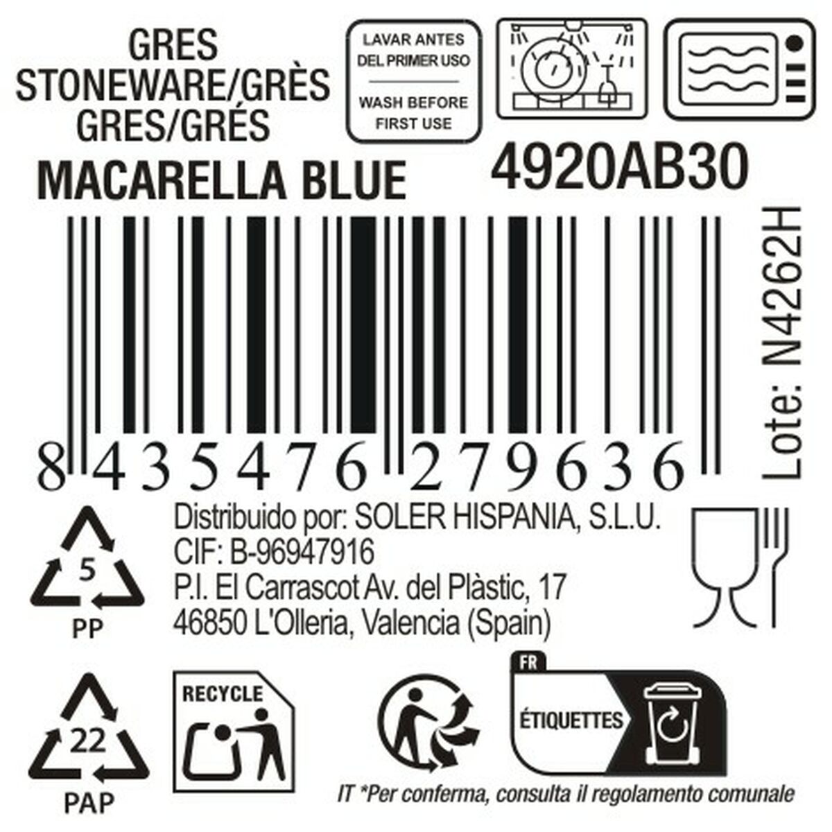 Tazza Mug La Mediterránea Macarella blue 320 ml 0,32 L (36 Unità) - Image 3