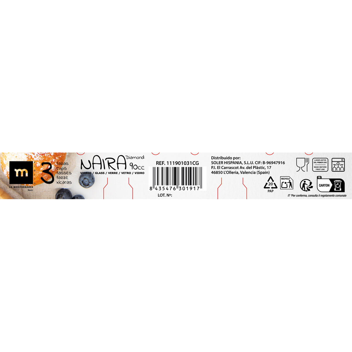 Set di Tazze da Caffè La Mediterránea Naira 3 Pezzi (24 Unità)