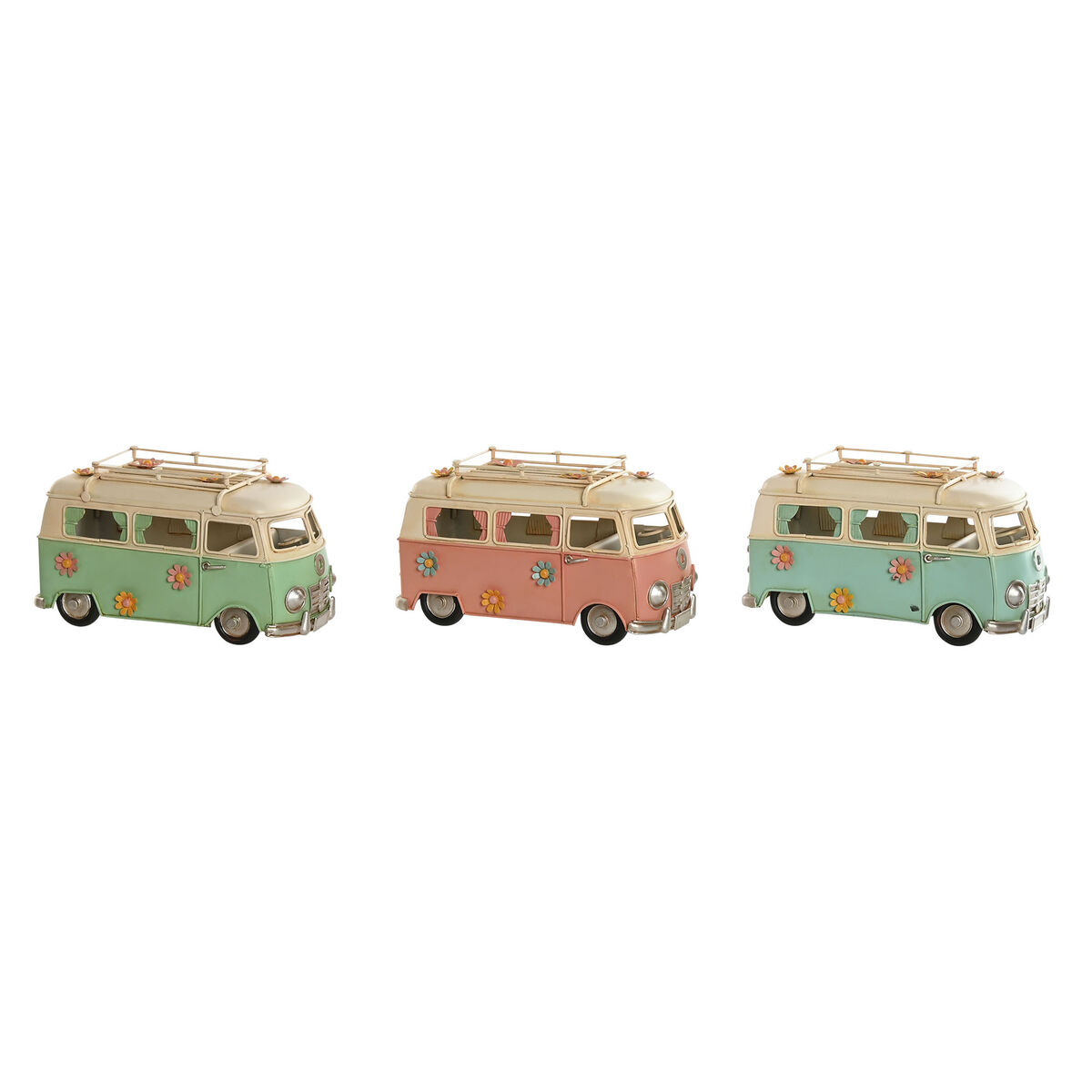 Statua Decorativa Home ESPRIT Azzurro Verde Rosa Vintage 20 x 9 x 11 cm (3 Unità)