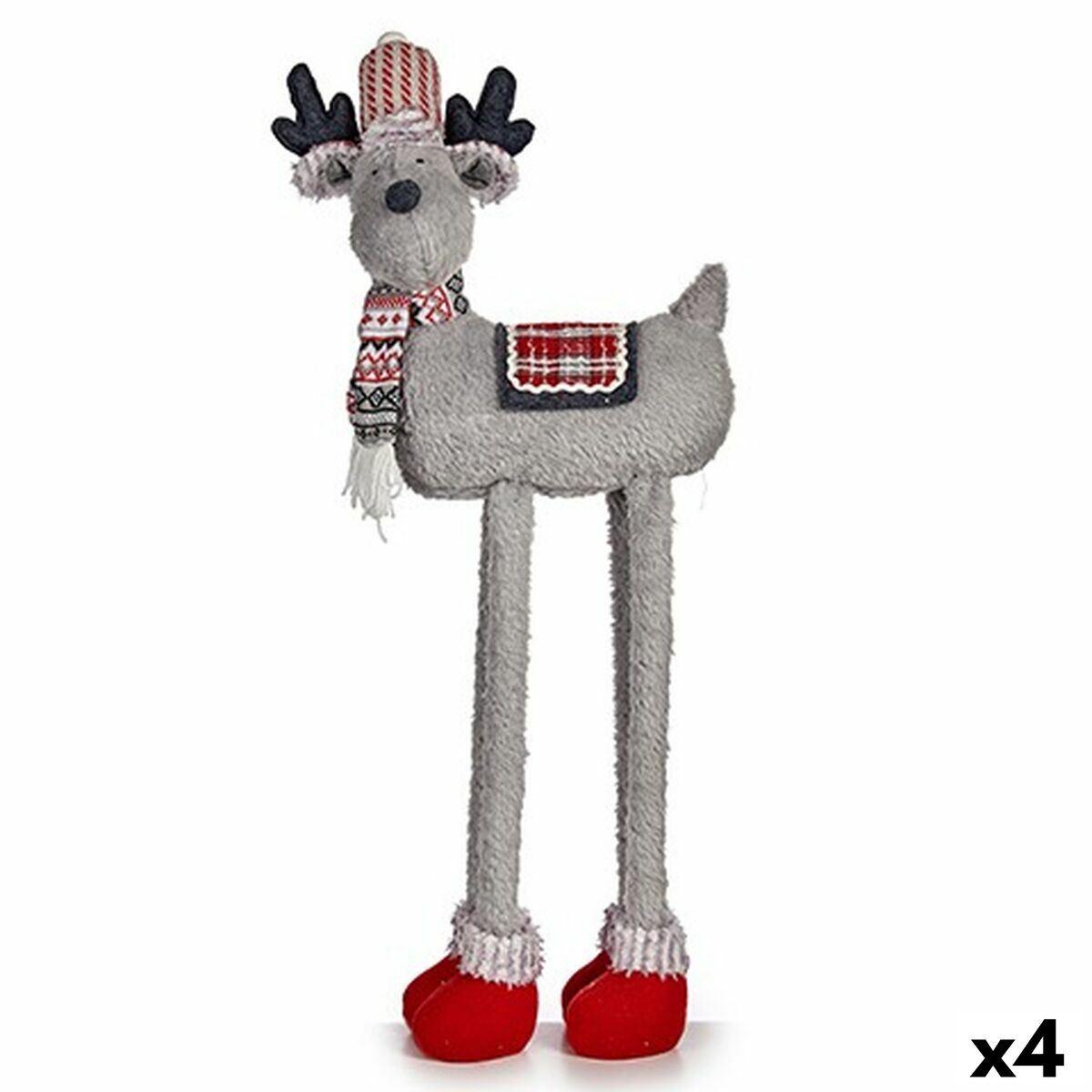 Statua Decorativa Krist+ FG09-PX21385BR Rosso Grigio Renna di Natale 23 x 55 x 49 cm (4 Unità)
