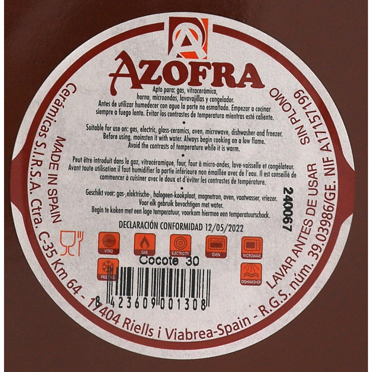 Pentola con Coperchio Azofra Argilla cotta 30,5 x 28 x 21 cm (3 Unità) - Image 3