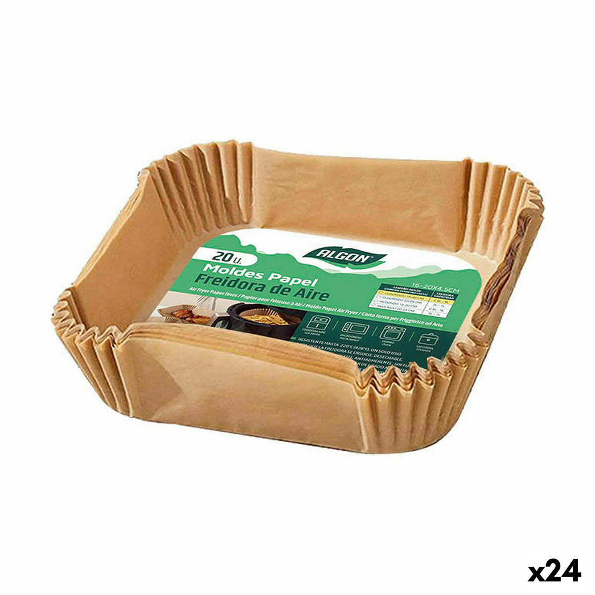 Carta per friggitrice ad aria Algon 20 cm Friggitrice senza Olio (24 Unità)