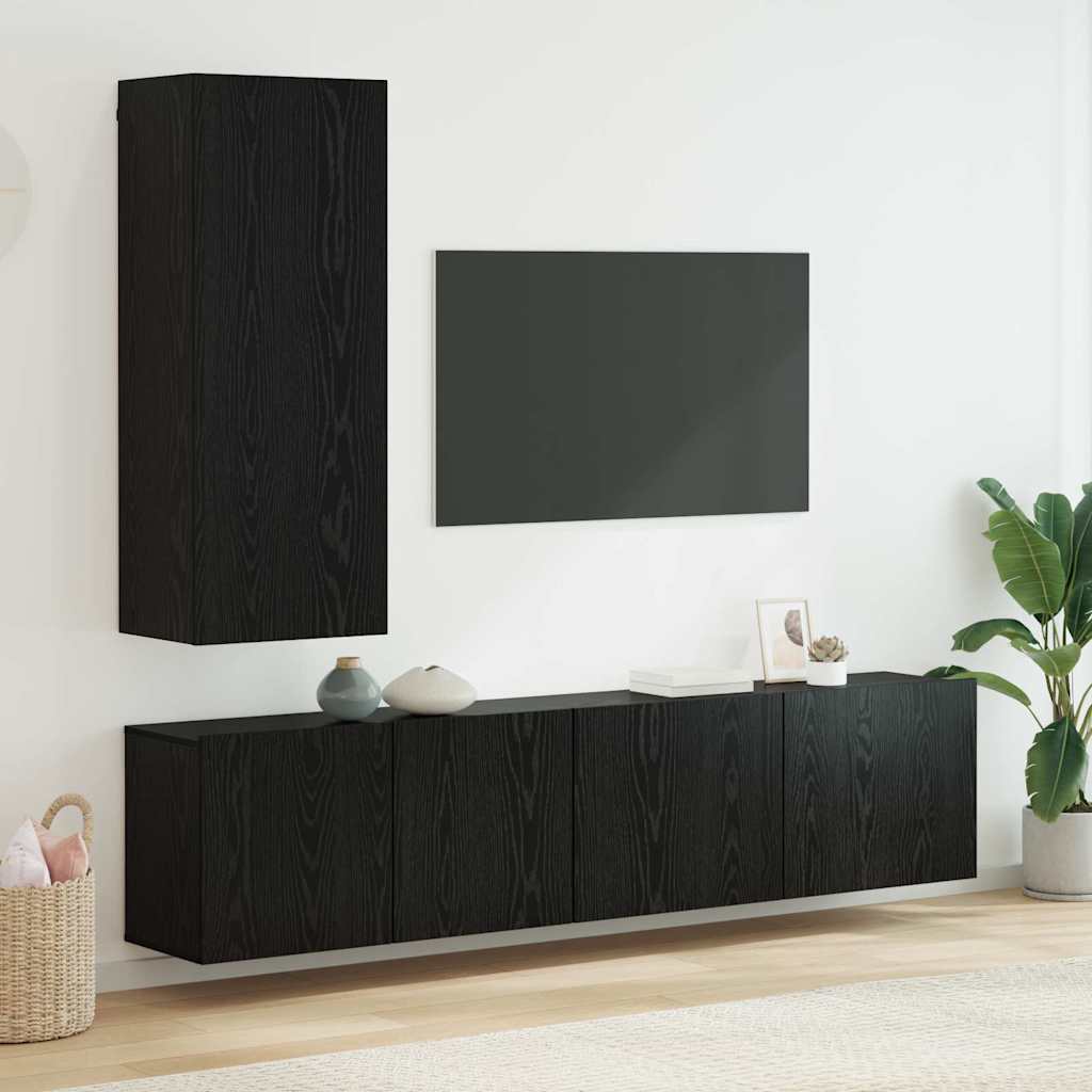 vidaXL Unité murale de TV 5 pcs Chêne noir Bois d'ingénierie