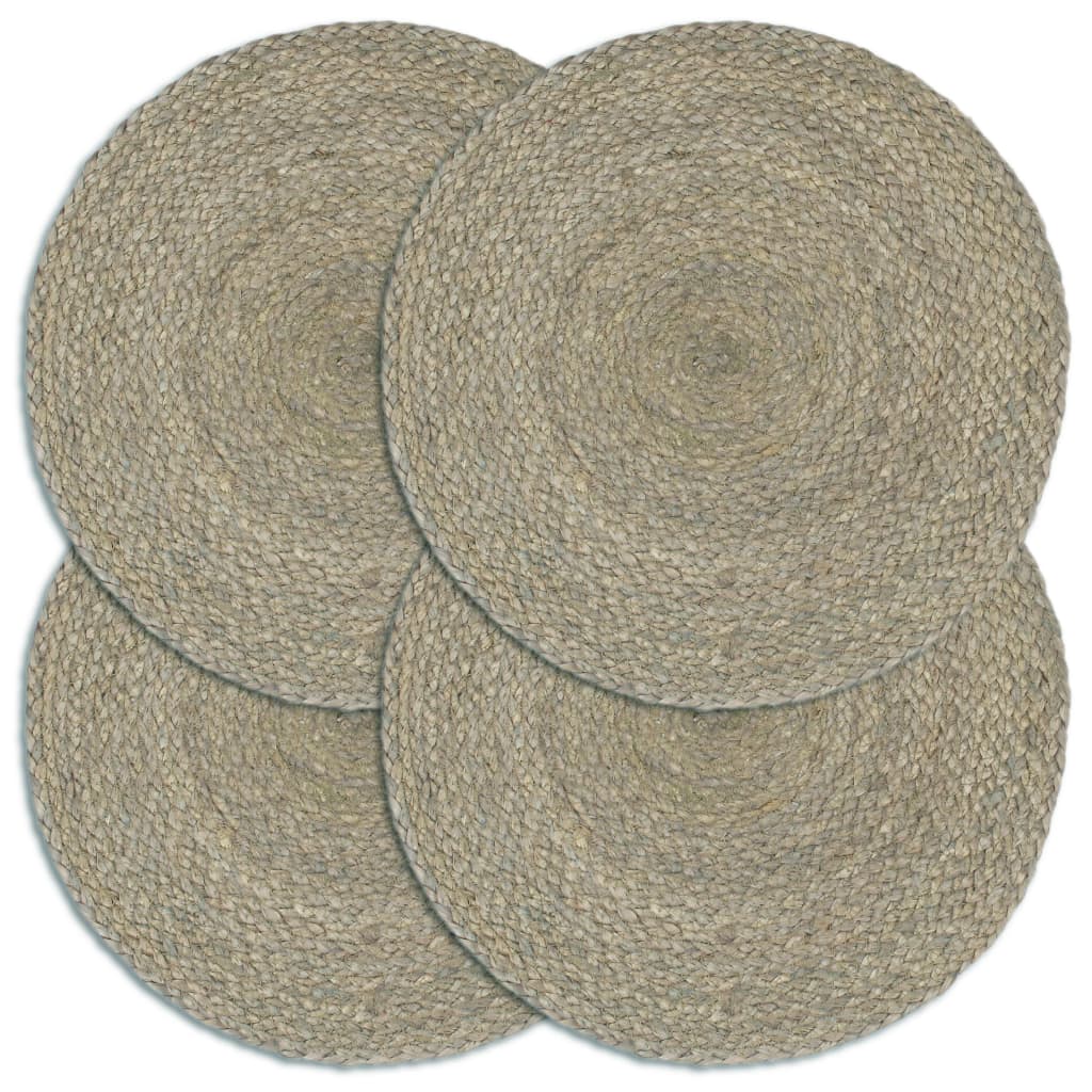 vidaXL Napperons 4 pcs Gris Plain 38 cm Rond Jute