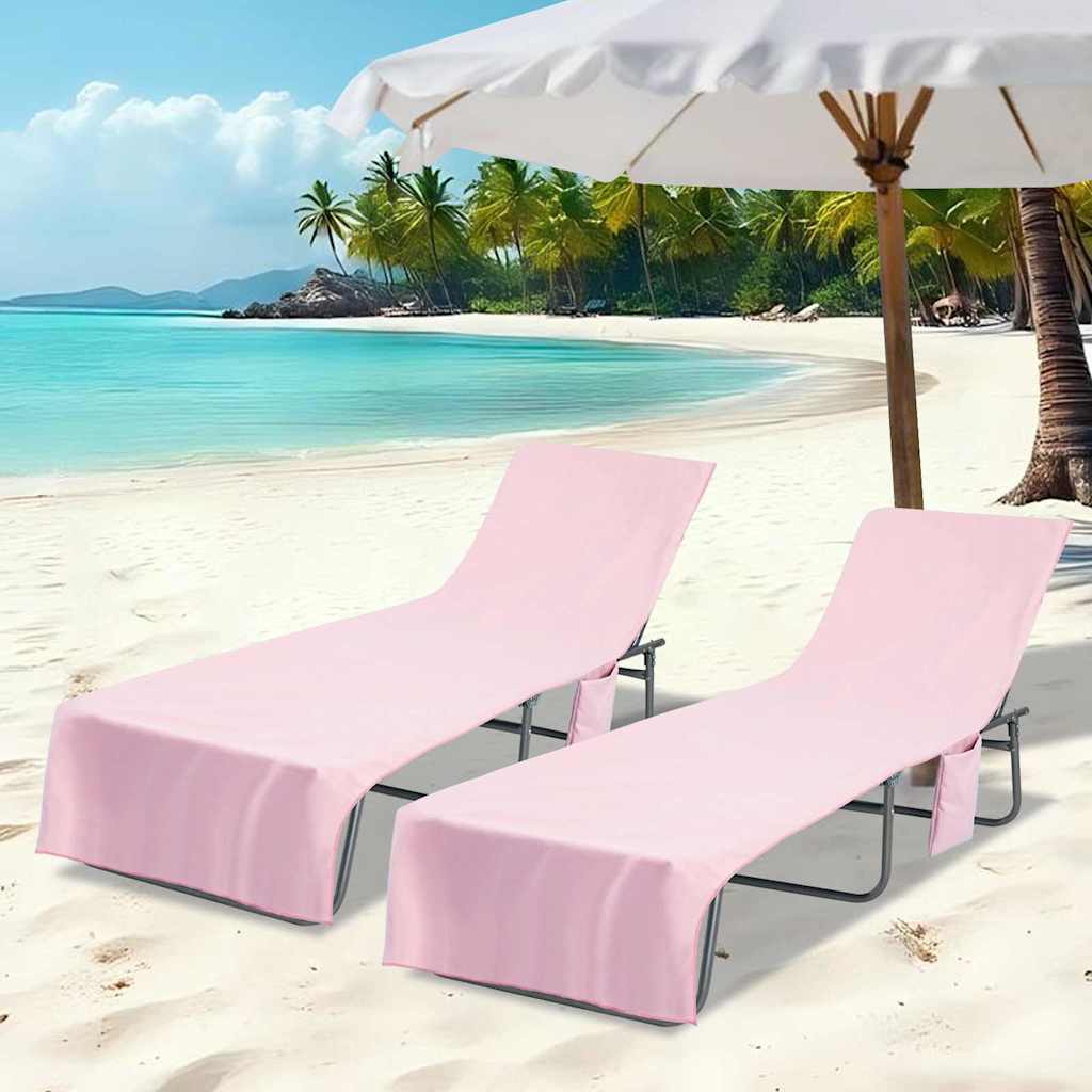 vidaXL Serviettes de Transat 2 pcs Rose 210 x 75 cm