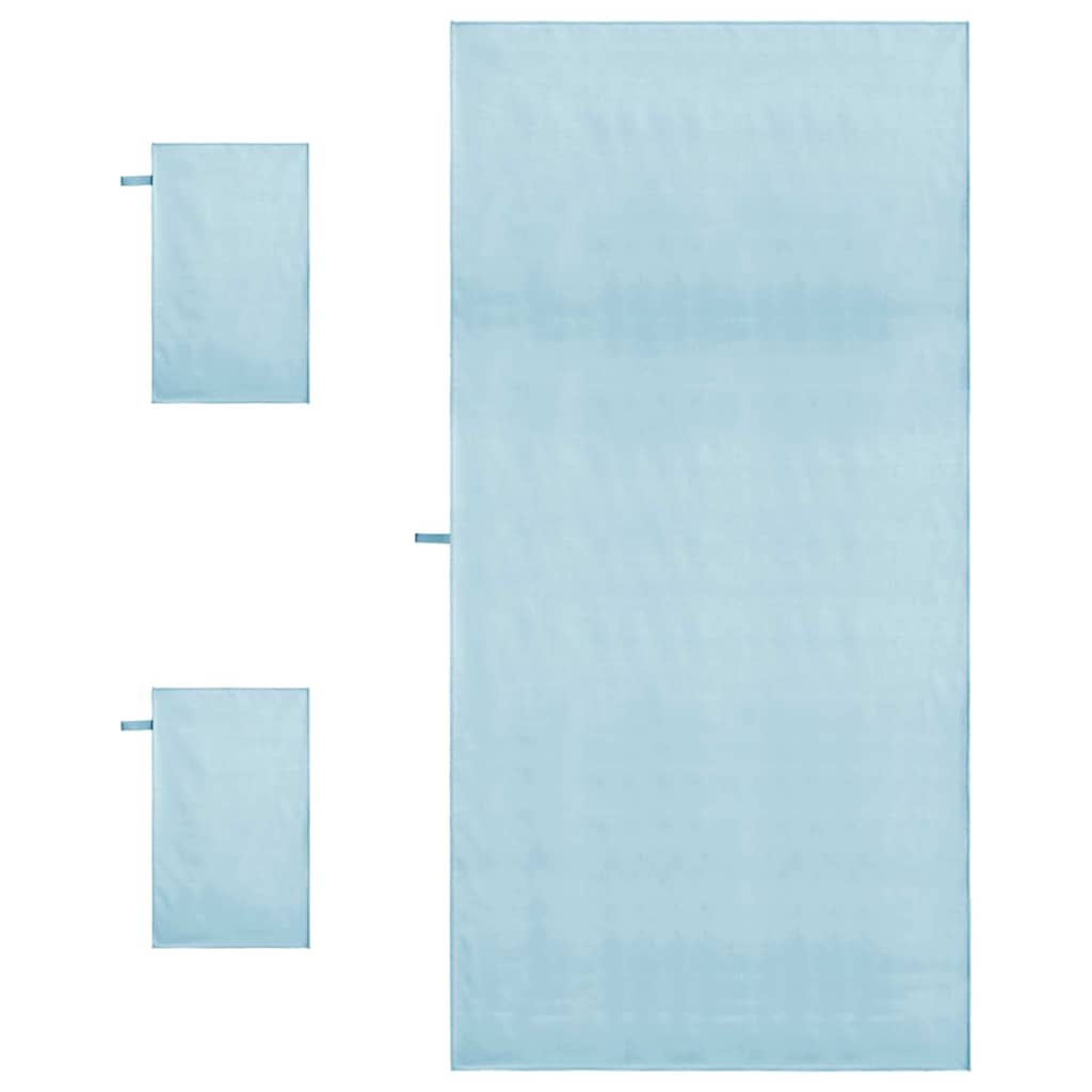 vidaXL Set de serviettes de sport 3 pcs Bleu Polyester et Polyamide - Image 4