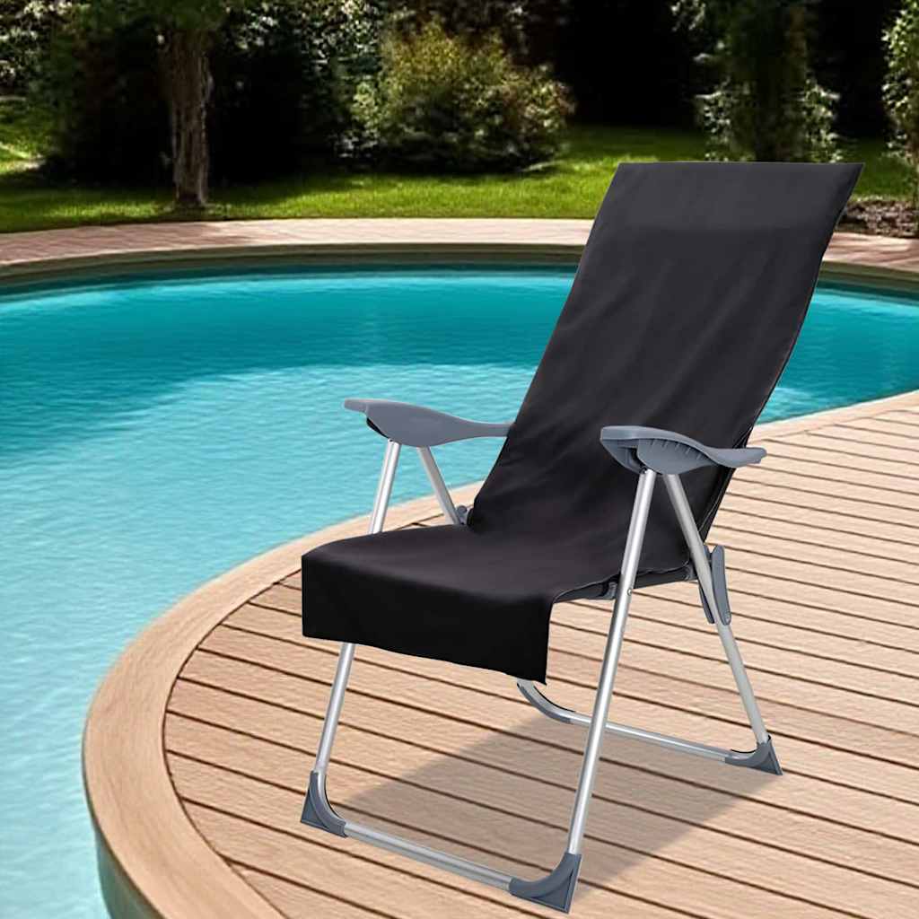 vidaXL Serviettes de chaise d'extérieur 2 pcs Noir 130 x 60 cm
