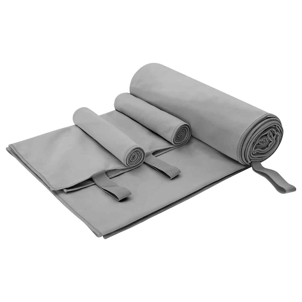 vidaXL Set de serviettes de sport 3 pcs Gris foncé