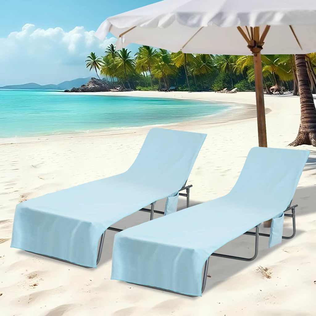 vidaXL Serviettes de Transat 2 pcs Bleu 210 x 75 cm